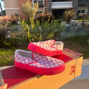 NEON PINK CHECKERED CUSTOMIZED FROM VANS